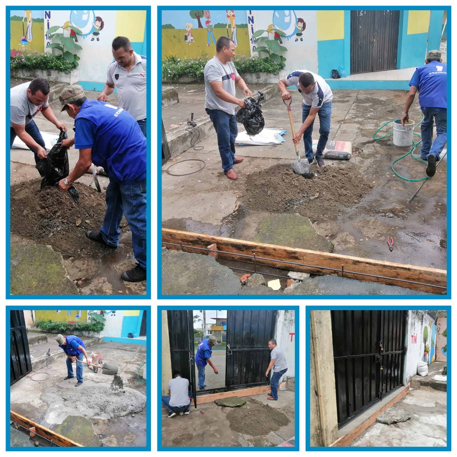 Relleno de concreto por la puerta de salida